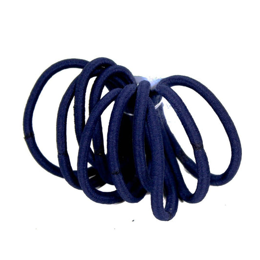 Set of 10 Womens Girls School Gym Yoga Work Endless Snagless Party Bag Ponio Rope Hair Tie Up Back Elastic Accessories Bobbles Ponytail Holder Rubber Bands Navy Blue