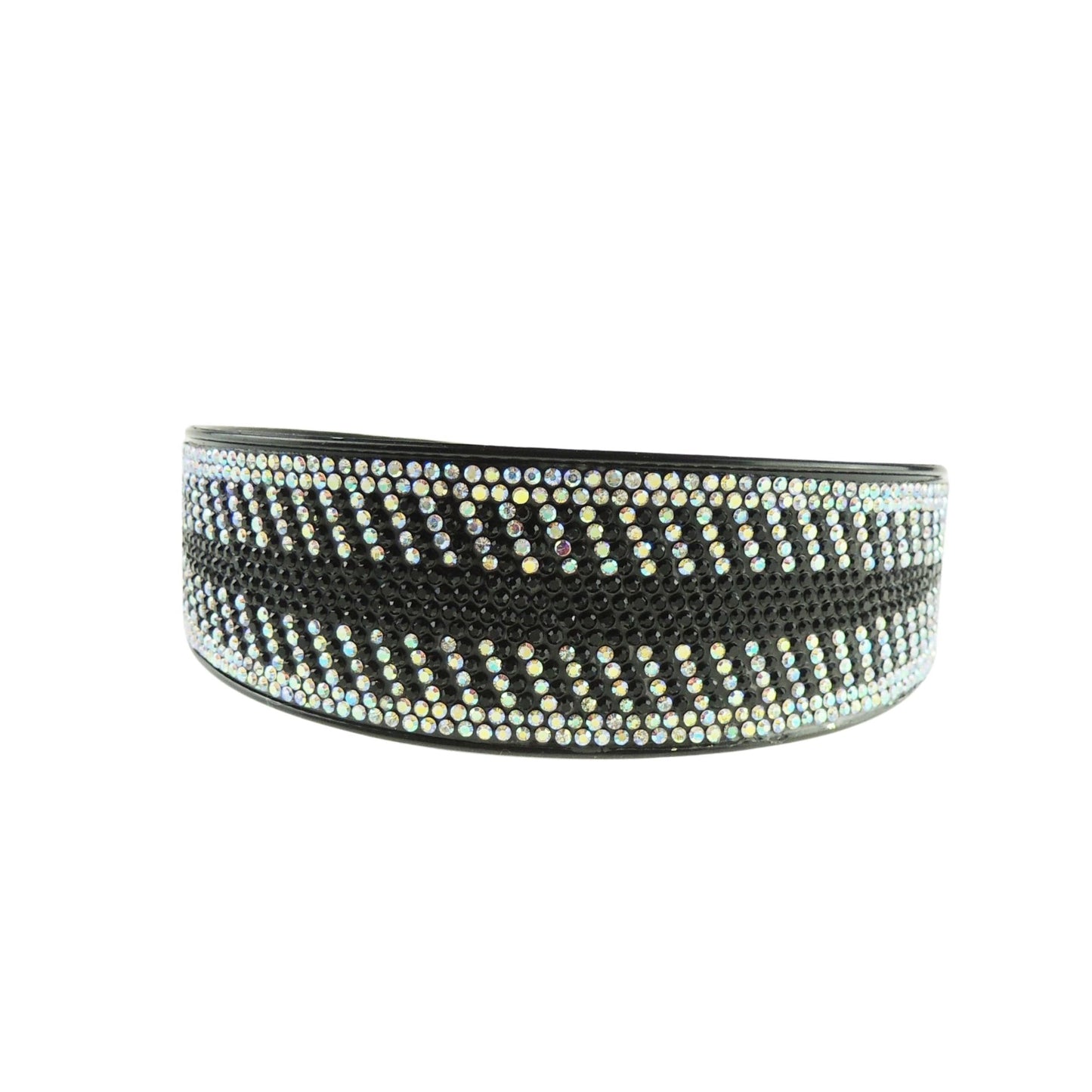 Extra Sparkly Wide Large Womens Diamante Rhinestone Black Crystal Wedding Formal Occasion Christmas Birthday Pageant Bridal Party Alice Band Headwear Hairband Headband (Black Silver AB, One Size)