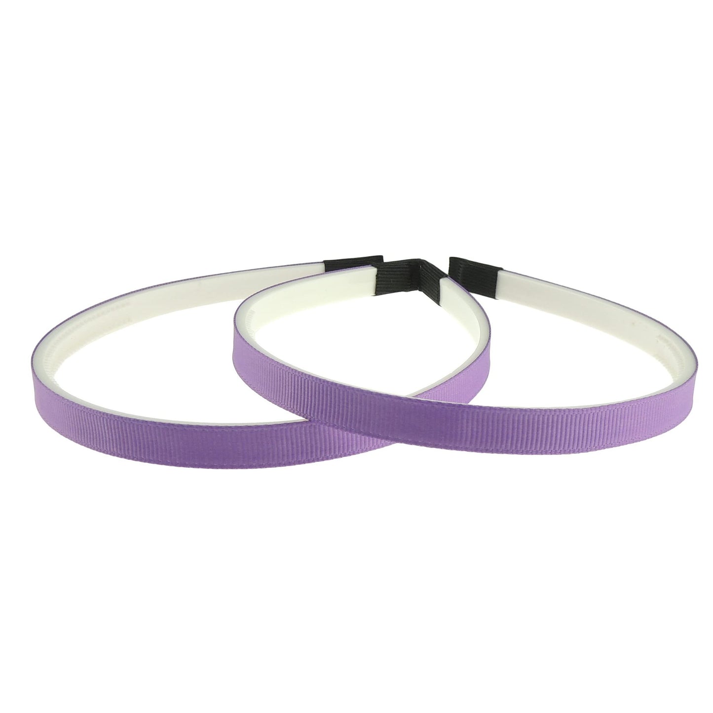 Ladies Girls Set of 2 Ribbed Satin Ribbon 10mm White Toothed Covered Headband Alice Band
