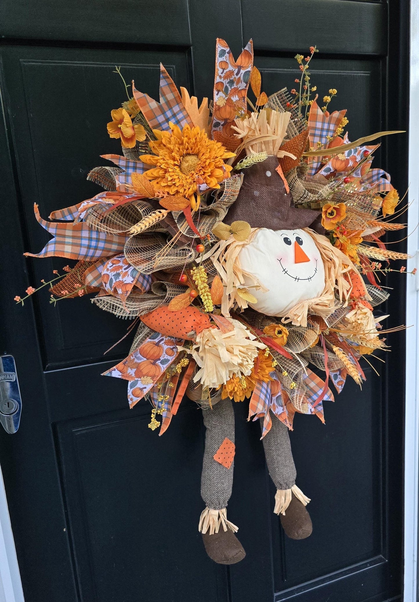 Luxury Scarecrow Autumn Wreath | Harvest Front Door Wreath | Thanksgiving Fall Decor | 50cm (20")