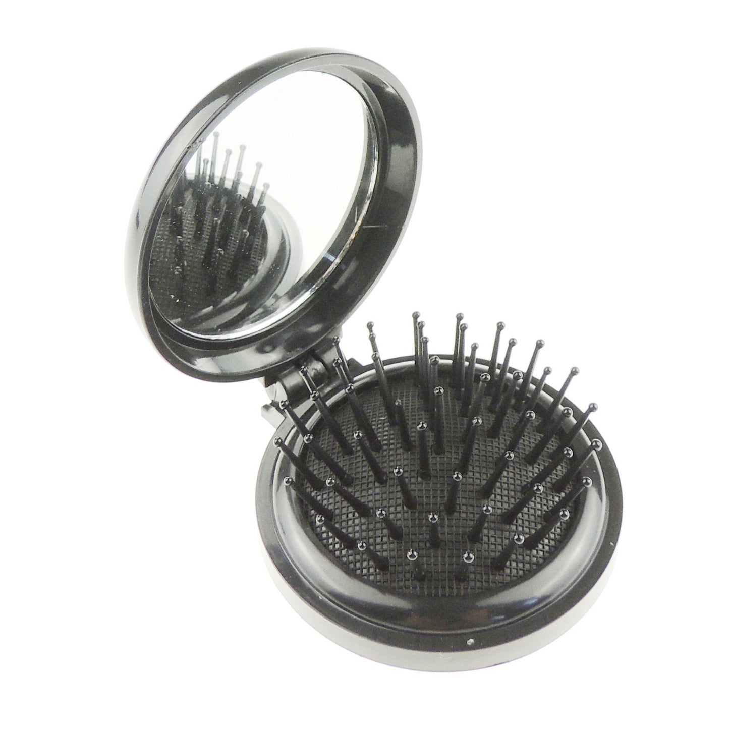 Womens Mens Girls Handbag Purse Pocket Car Travel Round Mini Compact Folding Collapsable Small Wet Dry Long Short Curly Detangling Hair Brush Comb Hairbursh Makeup Mirror
