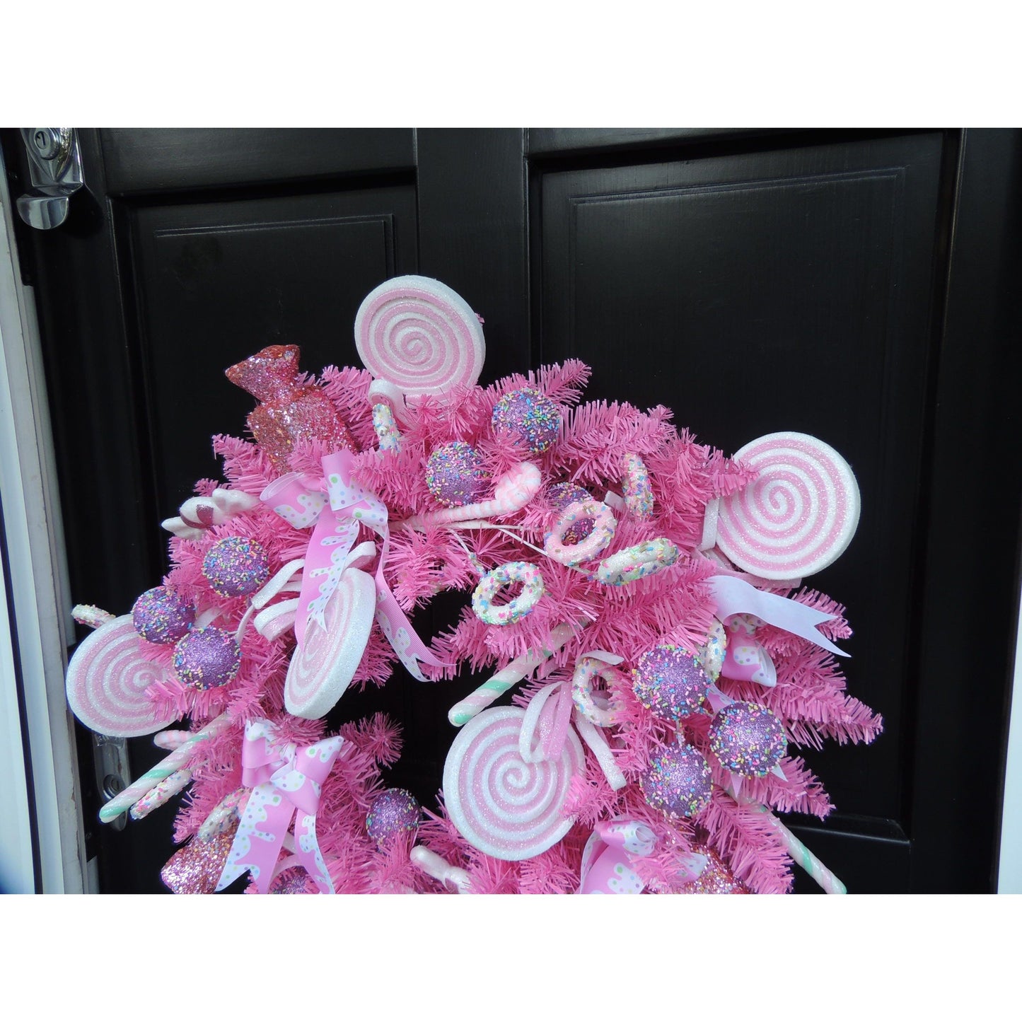 Luxury Candy Shop Pink Pastel Sweets Christmas Wreath Front Door Luxury Home Decorations Xmas Winter Mantle Decor Holiday Wreath Advent Swag