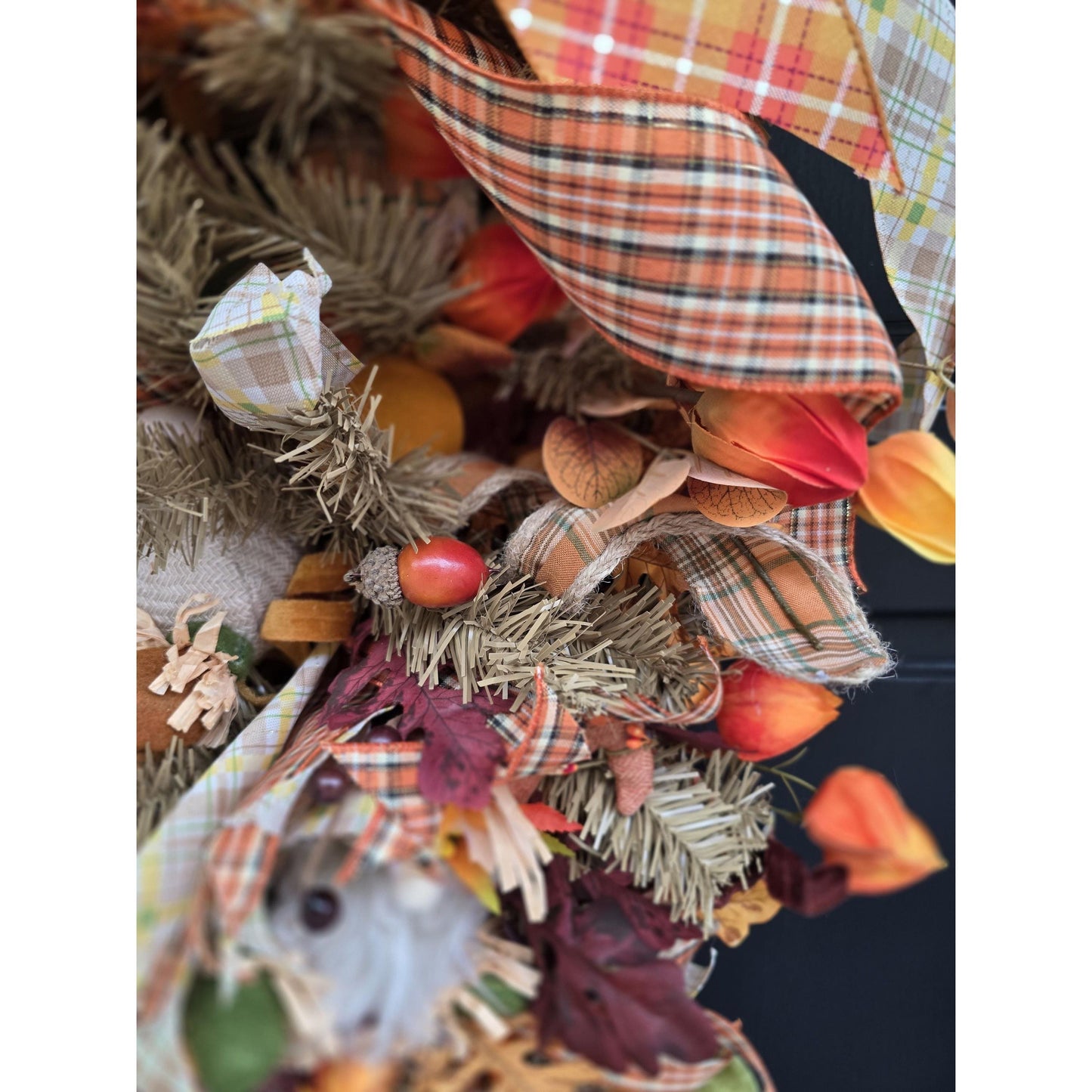 XL Autumn Fall Orange Harvest Front Door Wreath Luxury Teardrop Rustic Wall Porch Hanger House Home Decor Decorations Thanksgiving Glam Boho