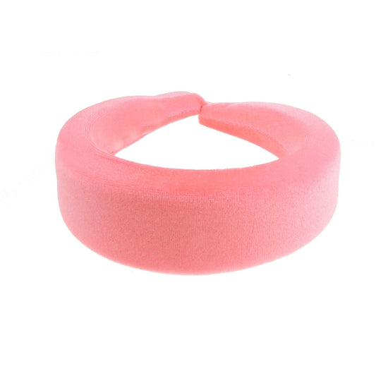 Womens Puffy Occasion Wedding Bridal Party Birthday Christmas Evening Wide 4cm Thick High Bump Padded Velvet Velour Hair Hairband Accessories Headband Alice Band (Flourescent Pink)