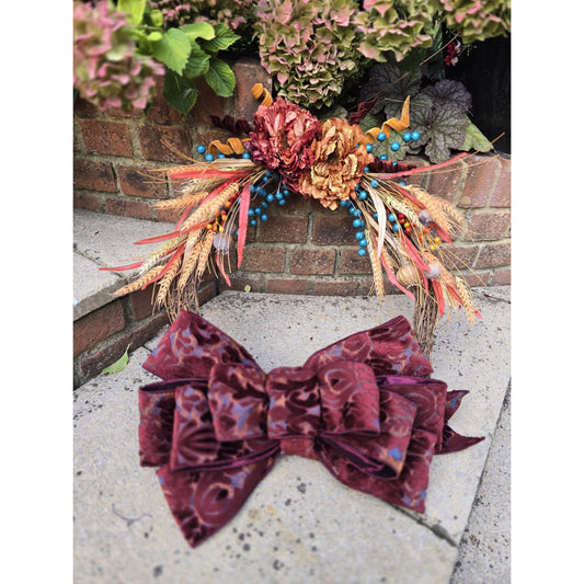 Orange Teal Autumn Fall Orange Harvest Front Door Wreath Luxury Rustic Wall Porch Hanger House Home Decor Decorations Thanksgiving Glam Boho
