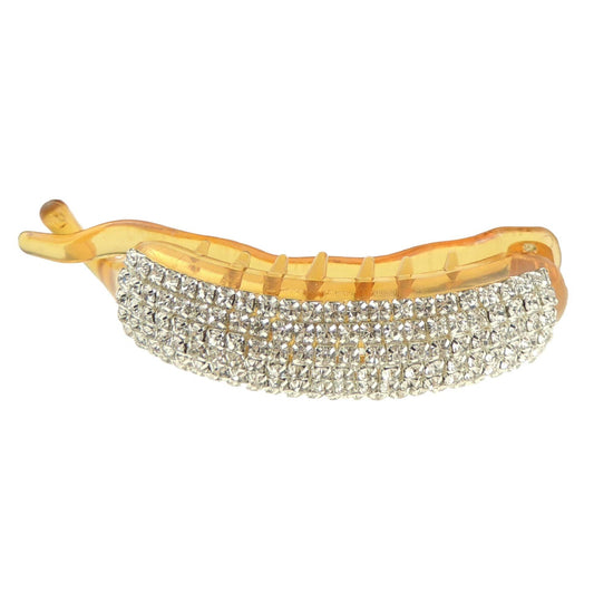 Sparkly Womens Girls Crystal Diamante Small Bridal Wedding Guest Christmas Party Bridesmaid Birthday Hair Accessories Banana Styling Ponytail Thin Fine Hair Barrette Grip SMALL Claw Clamp Clip (Brown)