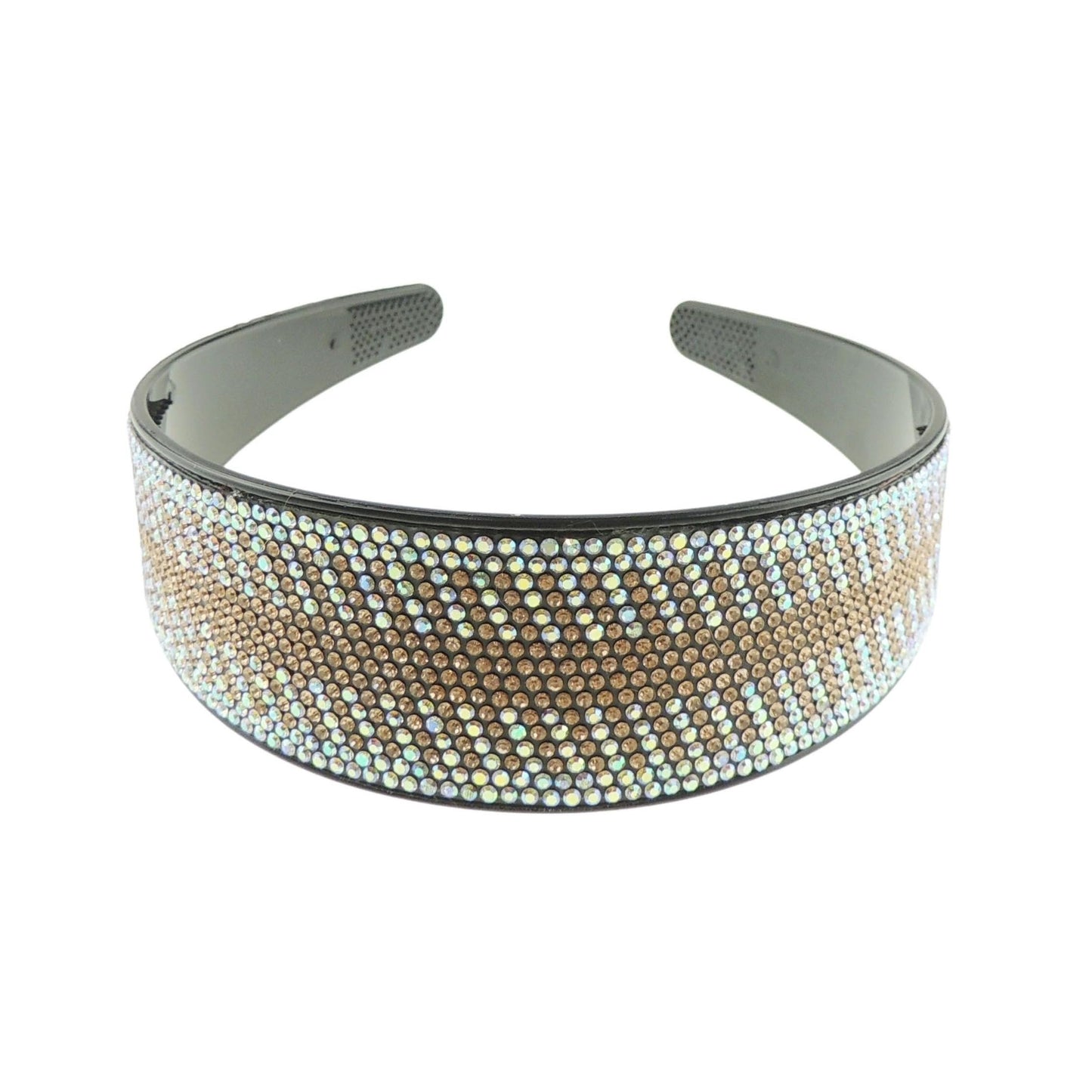 Extra Sparkly Wide Large Womens Diamante Rhinestone Black Crystal Wedding Formal Occasion Christmas Birthday Pageant Bridal Party Alice Band Headwear Hairband Headband (Black Silver AB, One Size)