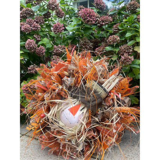 Luxury Scarecrow Autumn Wreath | Large Harvest & Thanksgiving Front Door Wreath | 60cm (24")