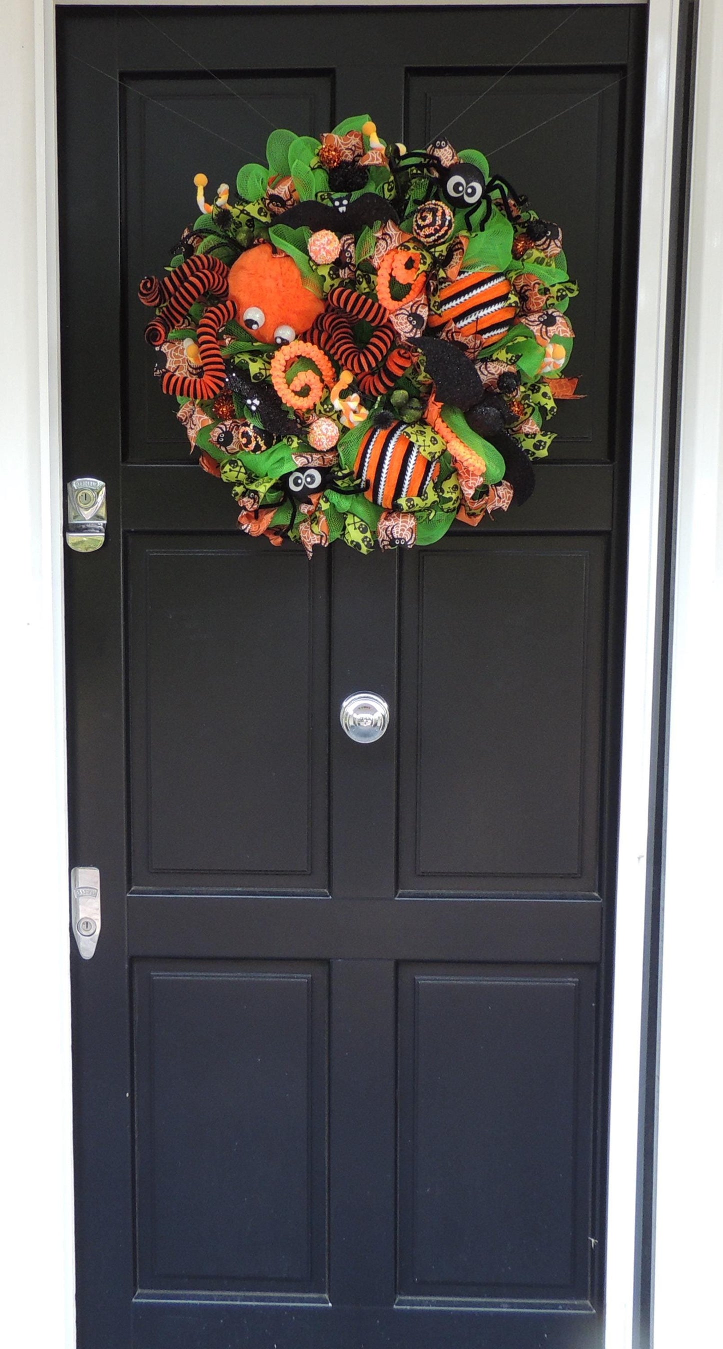 20" Halloween Wreath, Large Spider Wreath, Halloween Door Wreath, Spooky Halloween Decor, Front Door Wreath, Trick or Treat Decor