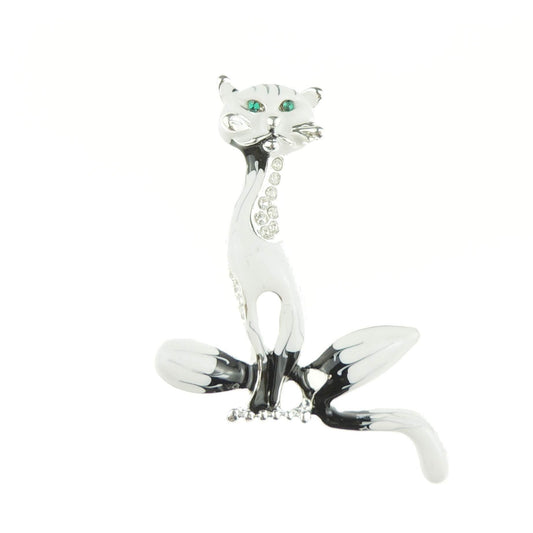 Cute Womens Wedding Christmas Birthday Gift Coat Scarf Coat Jacket Shawl Mother Groom Bride Diamante Crystal Brooch Badge Breastpin Corsage Pin Enamel Fat Panther Cat Kitten Kitty