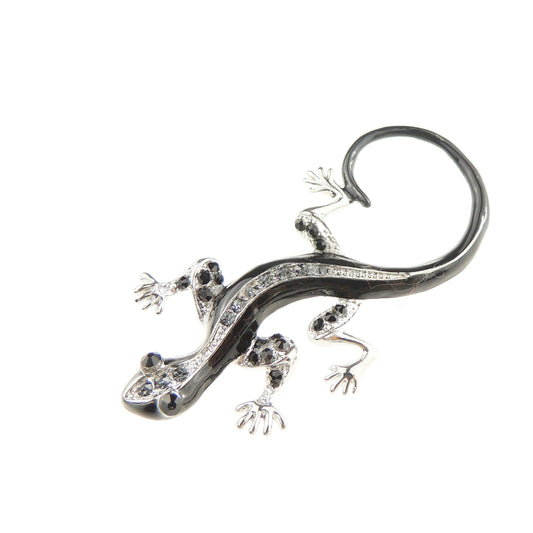Cute Womens Mens Enamel Crystal RHinestone Gecko Lizard Iguana Reptile Lover Christmas Birthday Hijab Lapel Dress Gift Scarf Wedding Formal Occasion Blue White Green Brooch Badge Pin Boxed