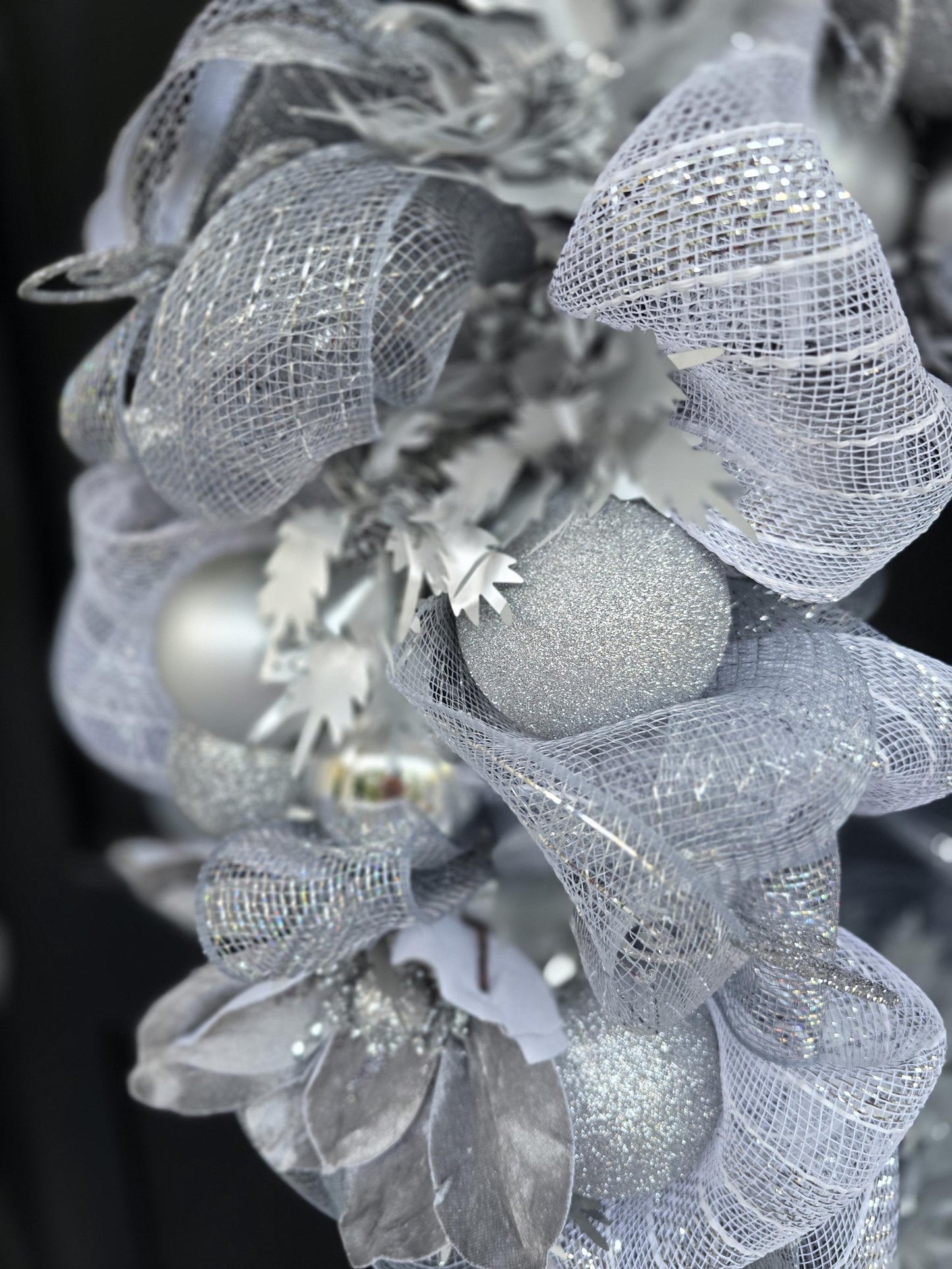 Luxury Silver Christmas Wreath | Glam Metallic Front Door Wreath | 50cm (20")