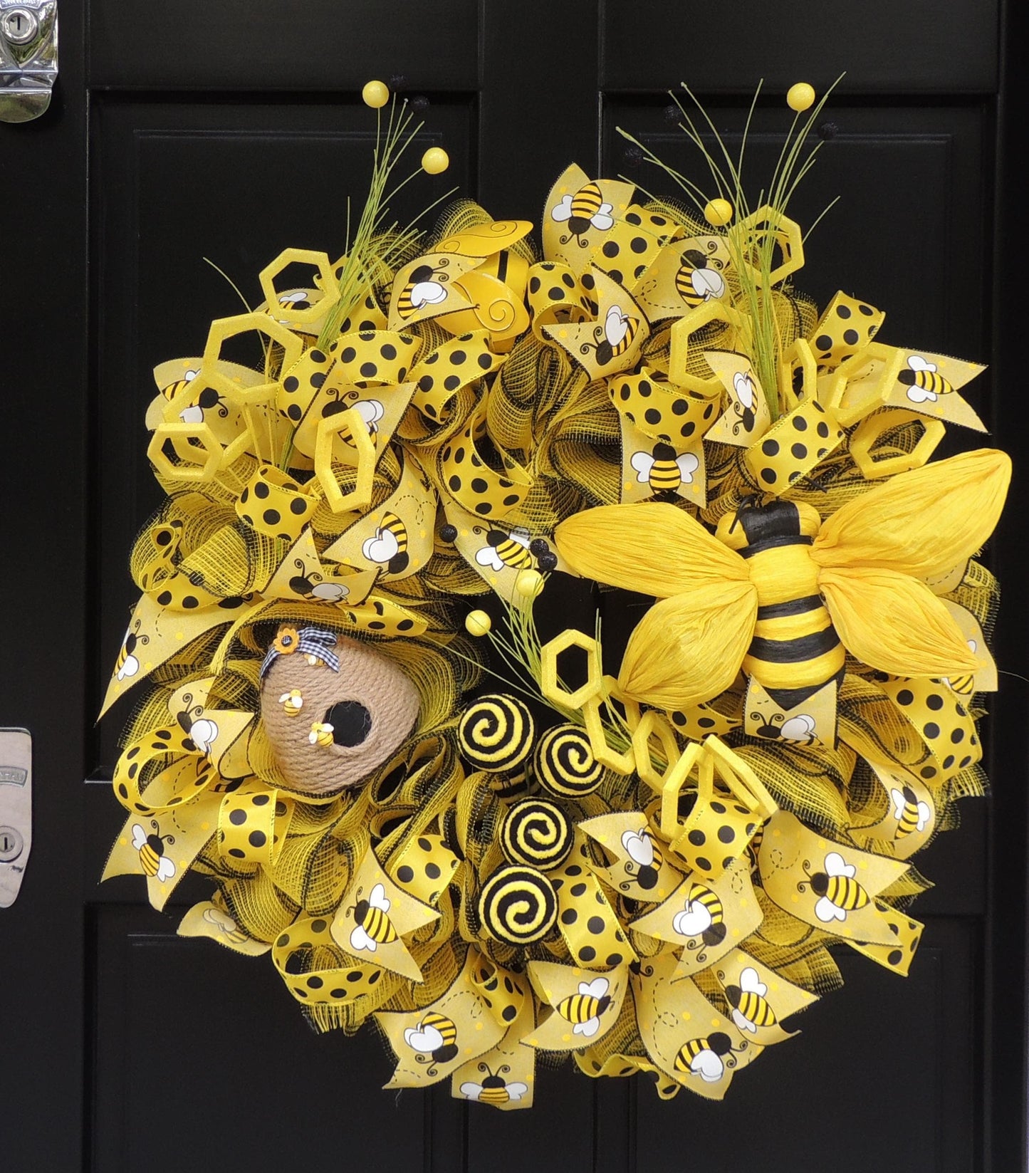 Luxury Bumblebee Wreath | Honey Bee Summer Front Door Wreath | Beehive Garden Decor | 60cm (24")
