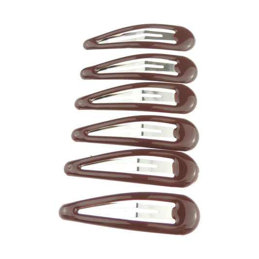 Girls Set of 6 Colourful Basic Hair Snap Clips School Uniform Barrettes Bendies Sleepies Wine Dark Red