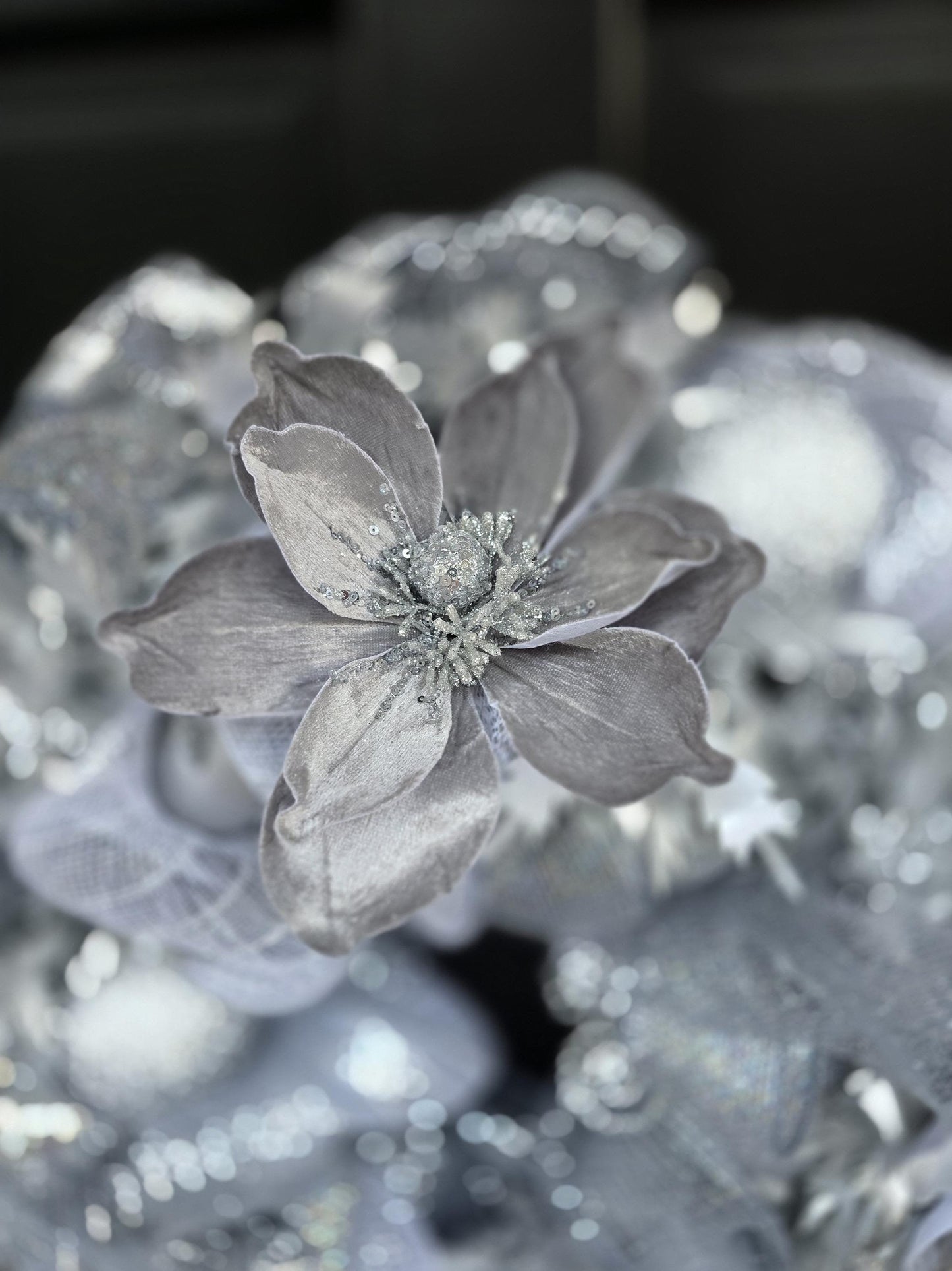 Luxury Silver Christmas Wreath | Glam Metallic Front Door Wreath | 50cm (20")