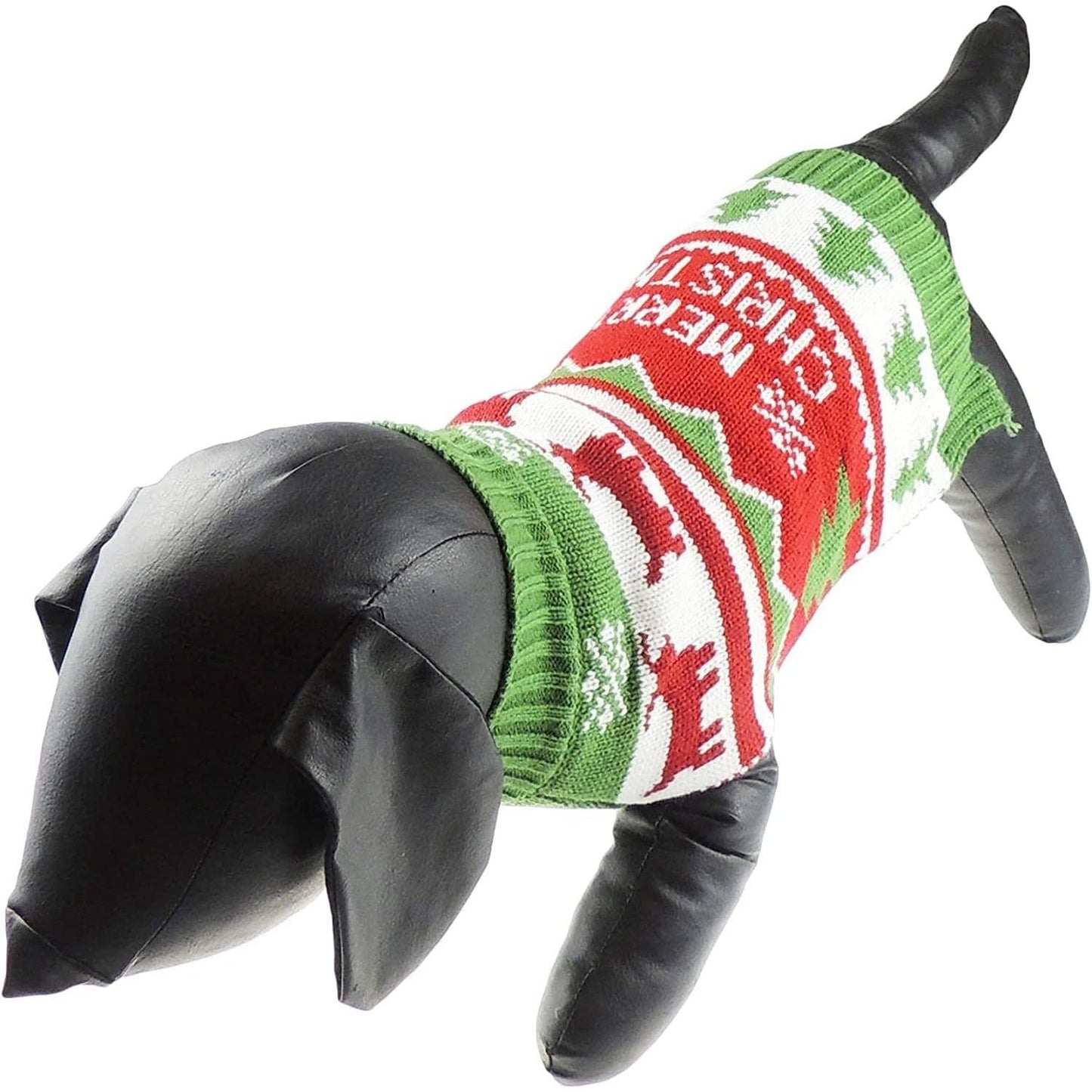 Cute Funny SMALL DOG ONLY Doggie Puppy Kitten Cat Merry Christmas Xmas Outfit Warm Winter Girl Boy Jumper Coat Clothes Hoodies Costume Ideas Pullover Sweater Green Red Reindeer (X-Large)