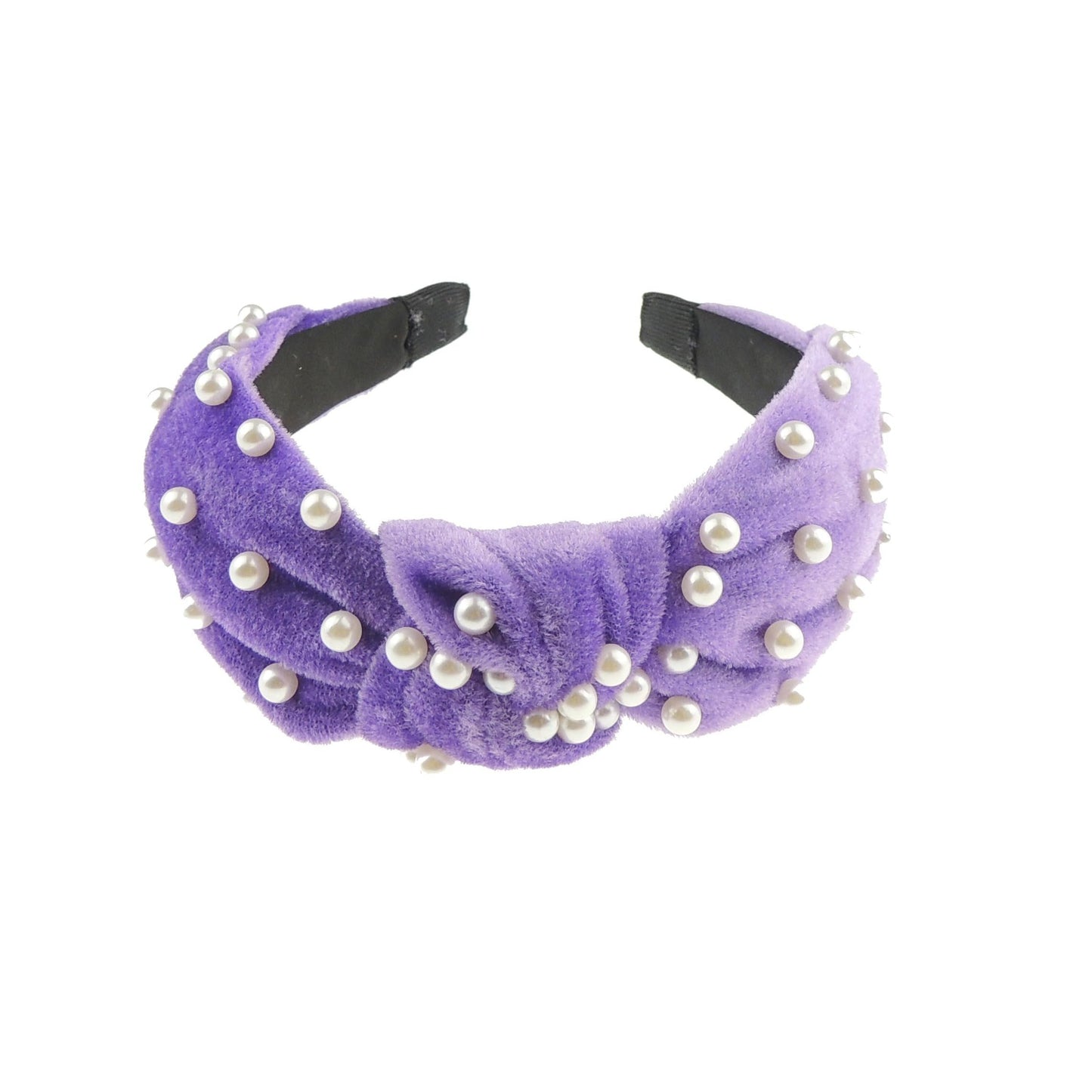Womens Girls Knotted Top Knot Twist Velvet Turban Faux Pearl Velvet Fabric Winter Wedding Guest Headpiece Formal Dance Christmas Party Birthday Headband Hair Alice Band