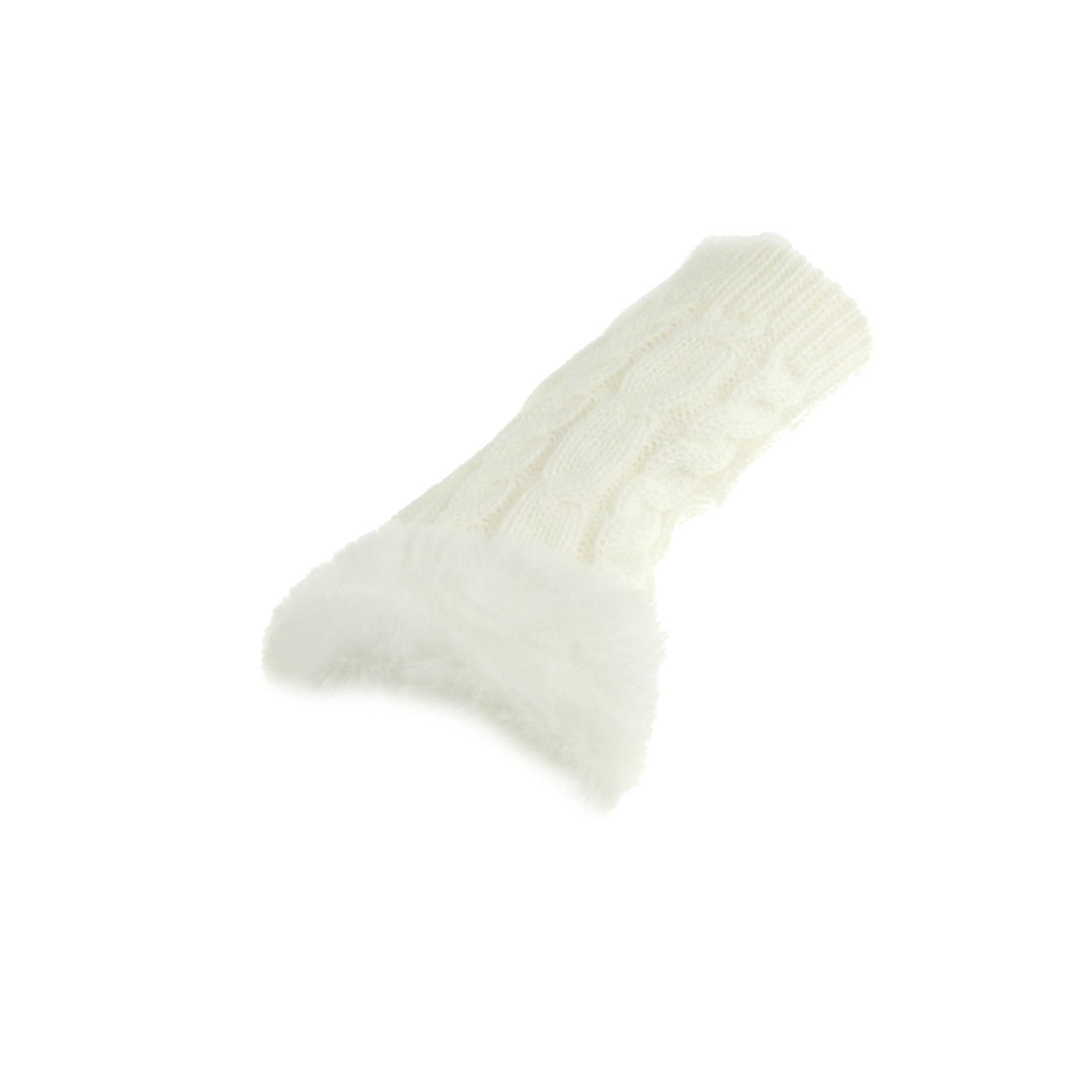 Glamour Girlz Womens Girls Faux Fur Cable Knitted Knit Thermal Fleece Warm Winter Outdoor Hiking Cold Weather Driving Cycling Christmas Birthday Hand Warmers Fingerless Half Gloves Mitts Mittens