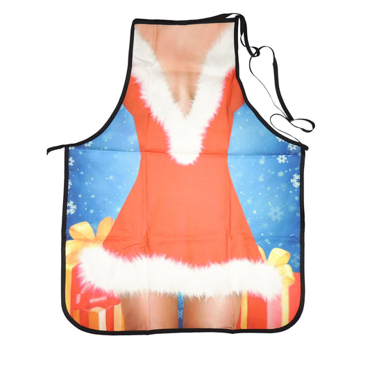 Glamour Girlz Mens Womens Chef Kitchen Cooking Baking BBQ Rude Joke Naughty Funny Novelty Present Stag Do Party Gift Pinny Pinafore Apron Birthday Christmas Sexy Mrs Santa Claus Red Dress