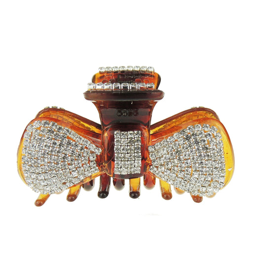 Extra Sparkly Diamante Crystal Evening Ladies 8cm Hair Claw Clamp Bow