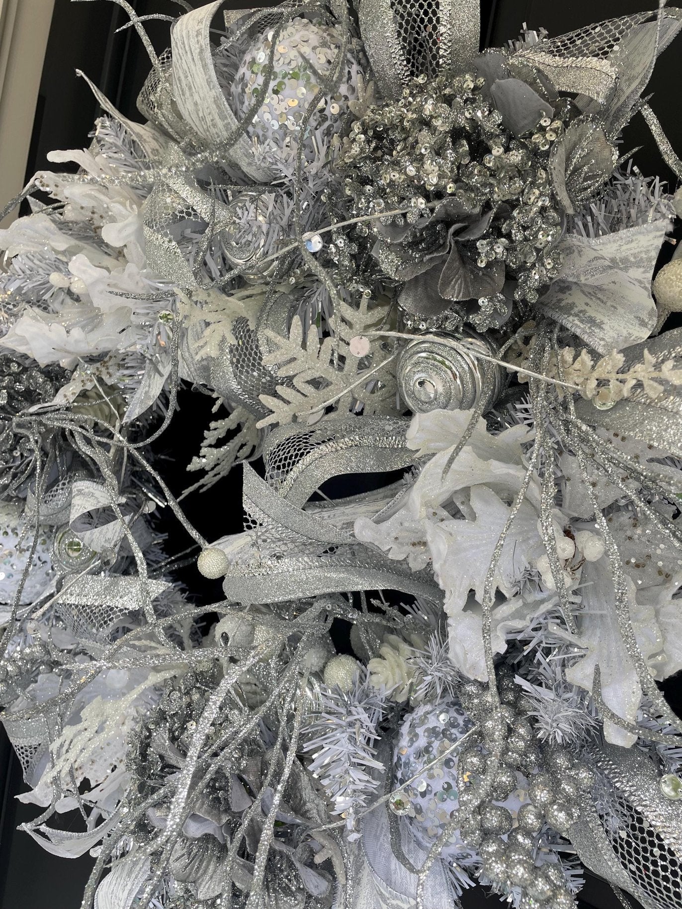 Luxury White & Silver Christmas Wreath | Winter Wonderland Front Door Wreath | 50cm (20")