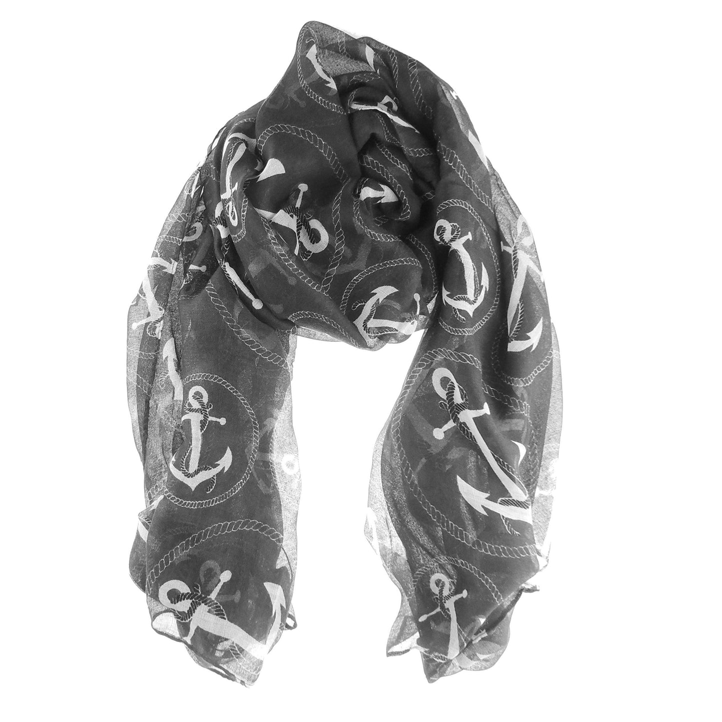 Glamour Girlz Ladies Soft Feel Large & Small Anchor Print Naval Maritime Ocean Boat Lover Fashion Scarf Wrap