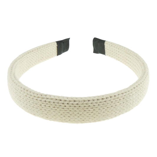 Womens Girls Warm Winter Autumn Knit Knitted Turban Retrol Birthday Party Dance Recital Play Work School Gym Ski Hair Accessories Woolen 2cm Short Long Hair Headband Alice Band Hairband (Cream)