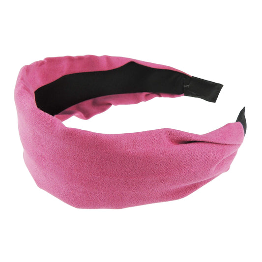 Womens Girls Autumn Winter Plain Work Everyday Wedding Birthday Christmas Bridal Party Fabric Creased Wide Suede Look Headband Hair Accessories Styling Wide 6cm Alice Band Head Hairband (Baby Pink)