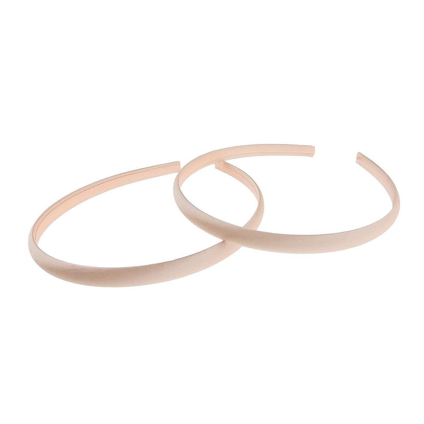 Set of 2 GIRLS Kids Childrens DIY Dance Recital Play Birthday Party School Uniform Special Occasion Hair Accessories Narrow Fabric Satin 1cm Short Long Hair Headband Alice Band Hairband (Pale Pink)