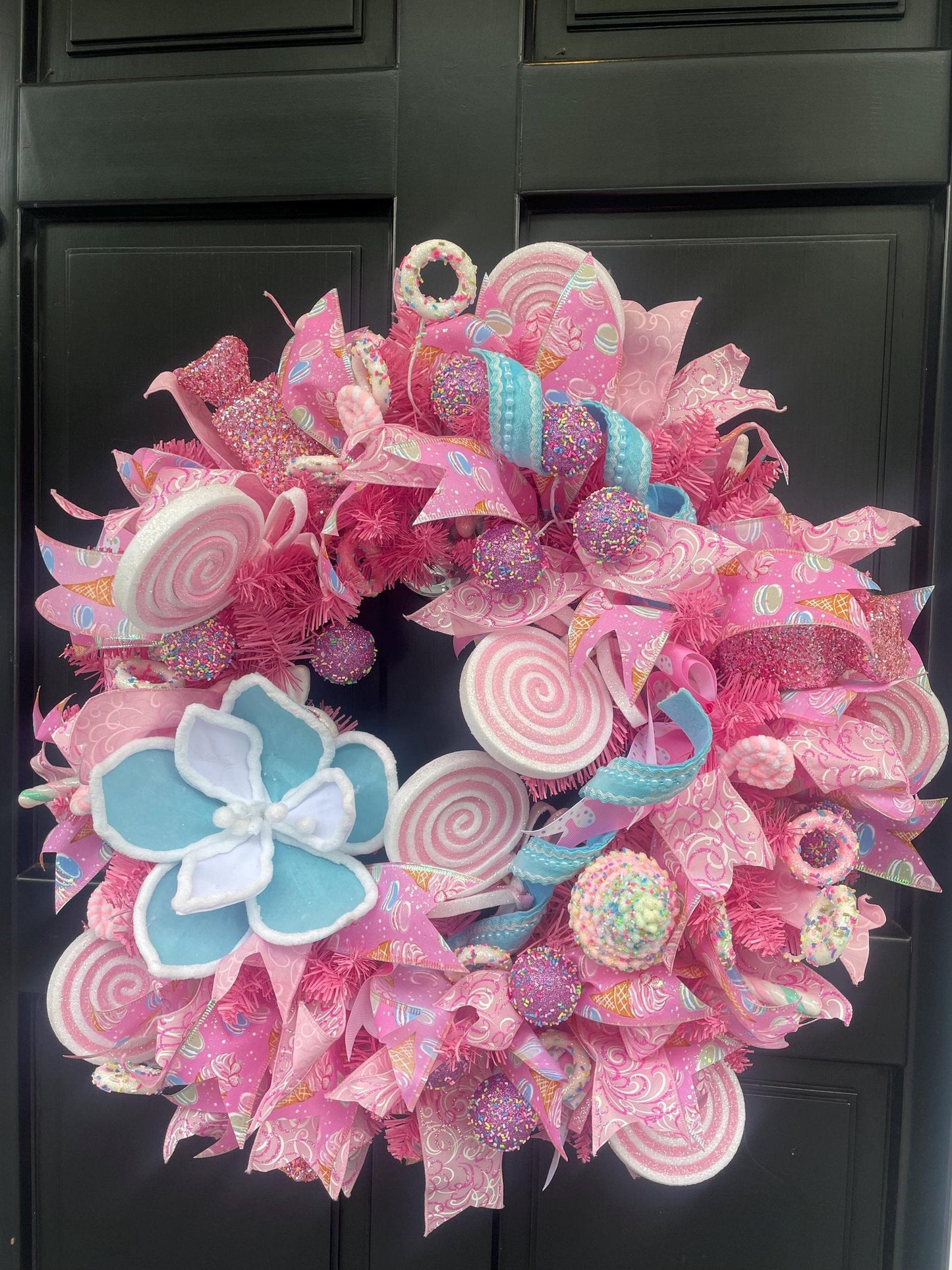 Luxury Pink Christmas Wreath | Handmade Candyland Front Door Wreath | 60cm (24")