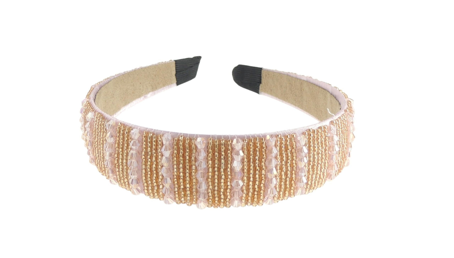 Womens Sparkly Beaded Jeweled Embellished Crystal Birthday Party Wedding Bridal Special Occasion Hair Accessories 2.5cm Short Long Hair Headband Alice Band Hairband