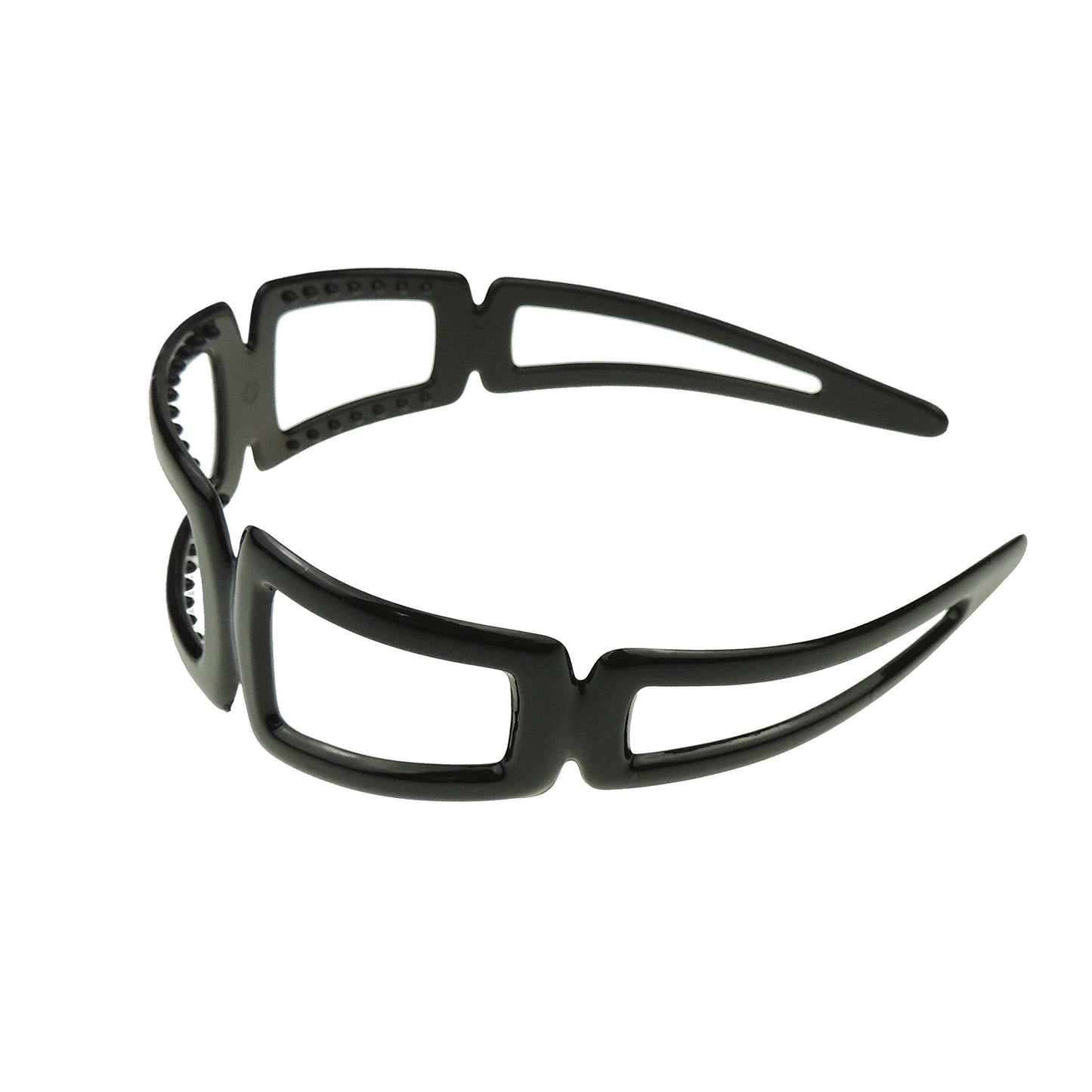 Ladies Wide 4cm Stencil Cut Plastic Headband Alice Band Black