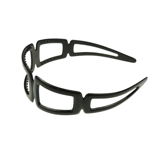 Ladies Wide 4cm Stencil Cut Plastic Headband Alice Band Black