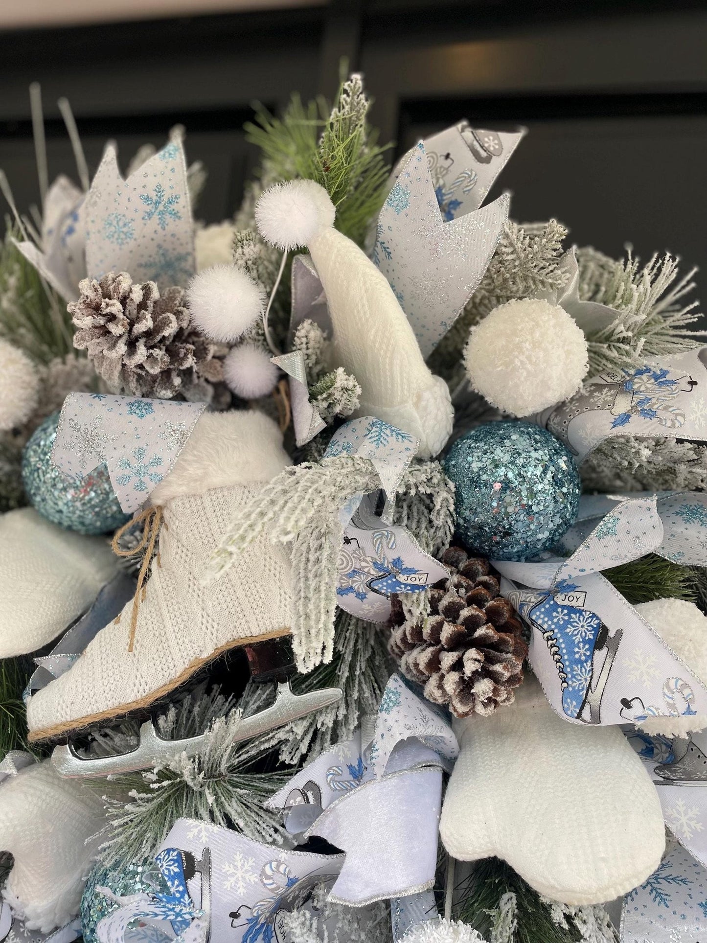 Luxury Winter Wonderland Christmas Wreath | Ice Blue Snow Flocked Wreath | 60cm (24")