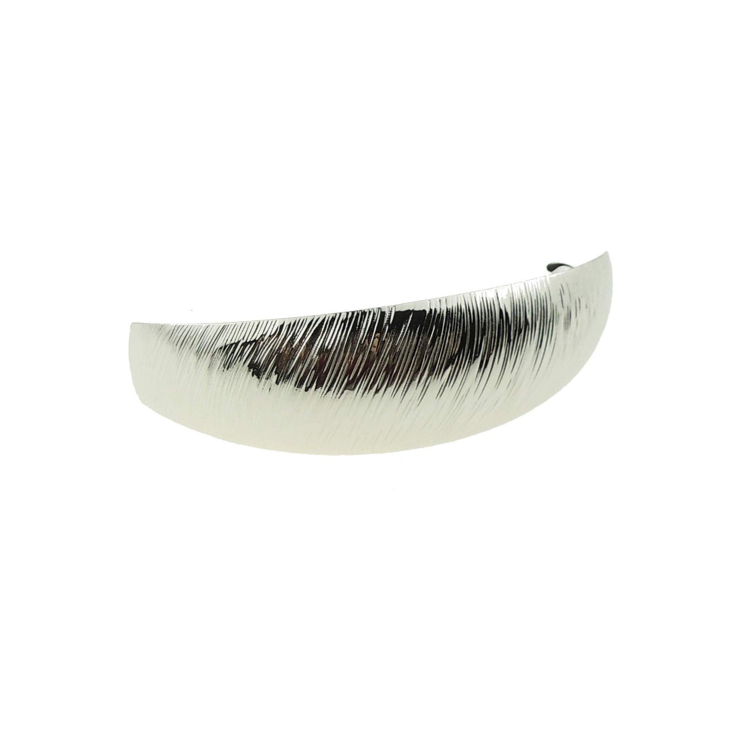 Ladies Brushed Metal Modern Boho Hair Barrette Clip Curved Oblong