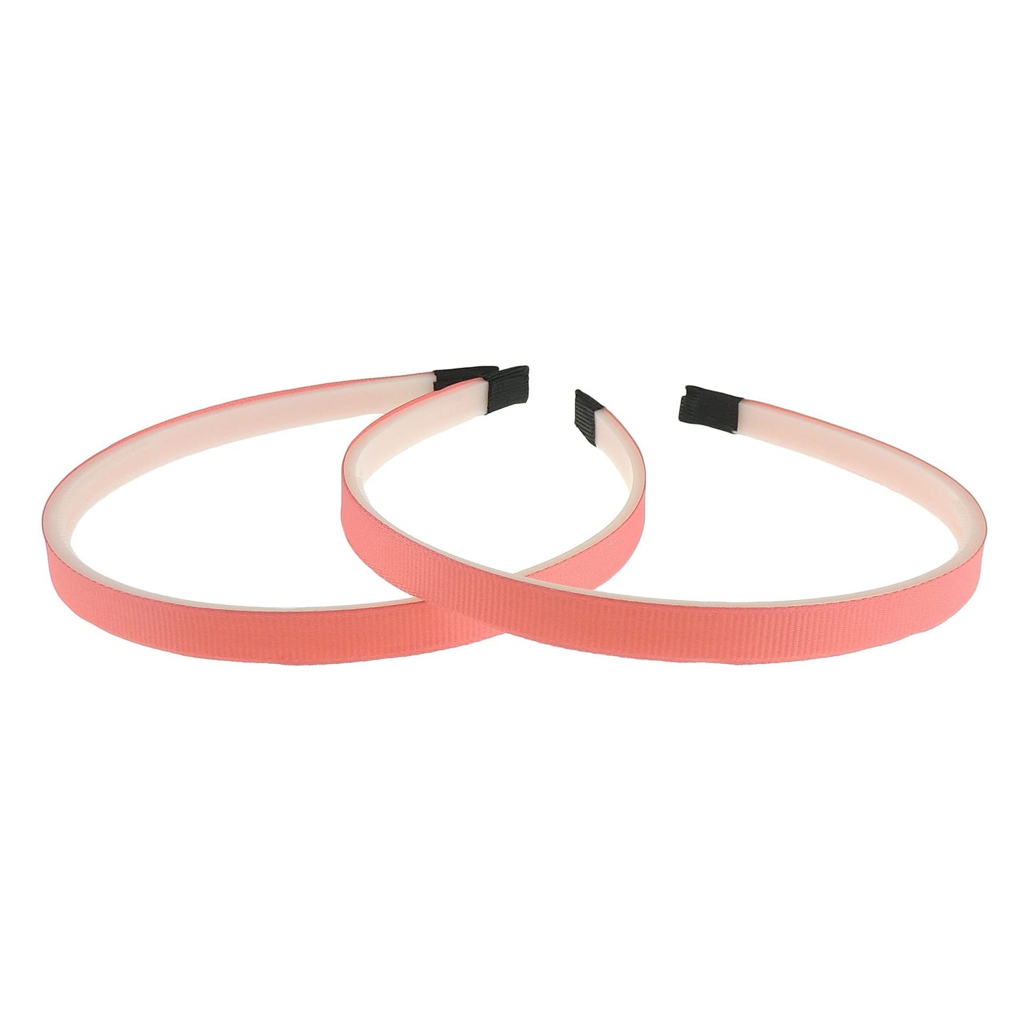Ladies Girls Set of 2 Ribbed Satin Ribbon 10mm White Toothed Covered Headband Alice Band