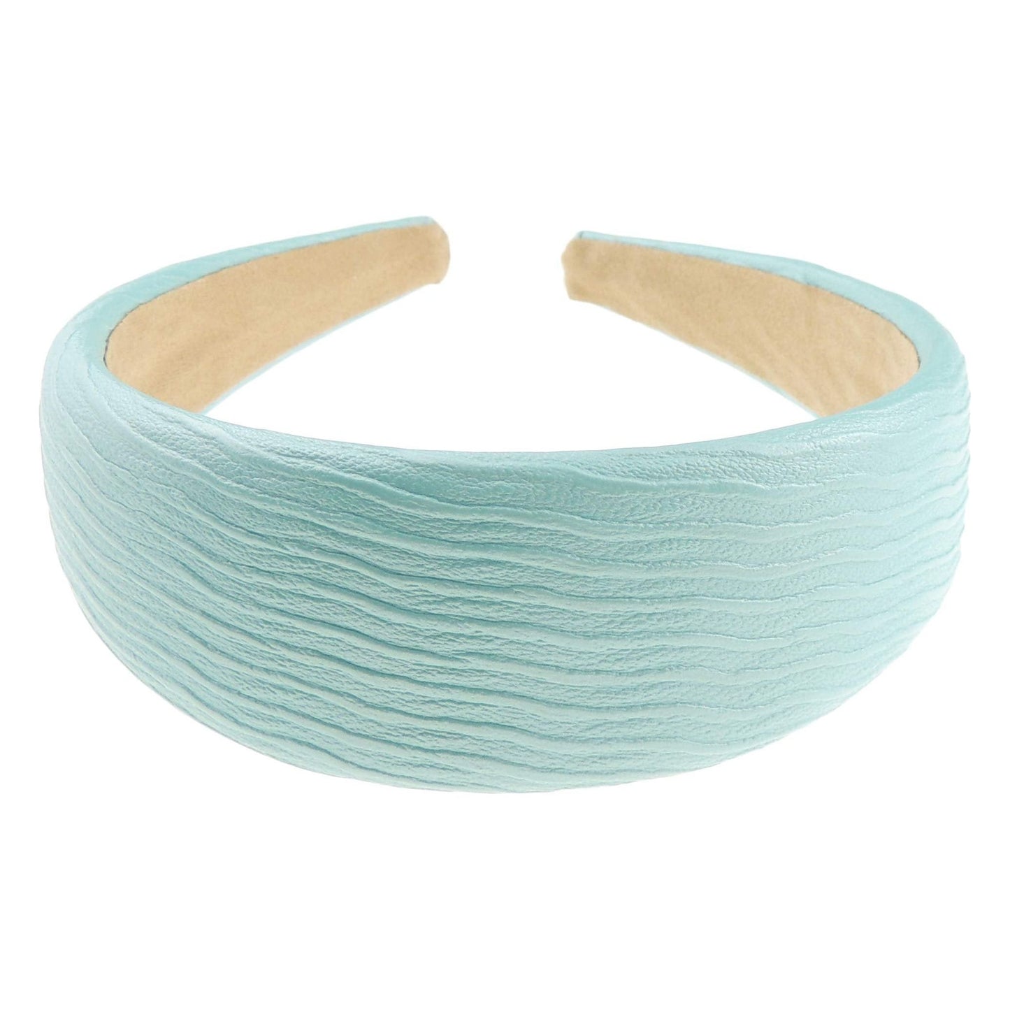 Women Slightly Padded Sponge Wide Thick Leather Look Textured Wavy Lines Summer Wedding Party Birthday Bridal Headband Alice Band Hair Accessories Hairband Christmas Birthday Bridesmaid