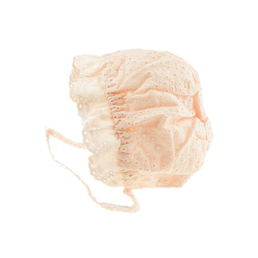 Cute Baby Girls Kids Infants Childrens Christening Baptism Occasion Broderie Anglais Lace Floral Flower Pattern Brim Bonnet Beanie Bucket Summer Occasion Sun Protection Hat 3 6 9 12 Months (Pink)