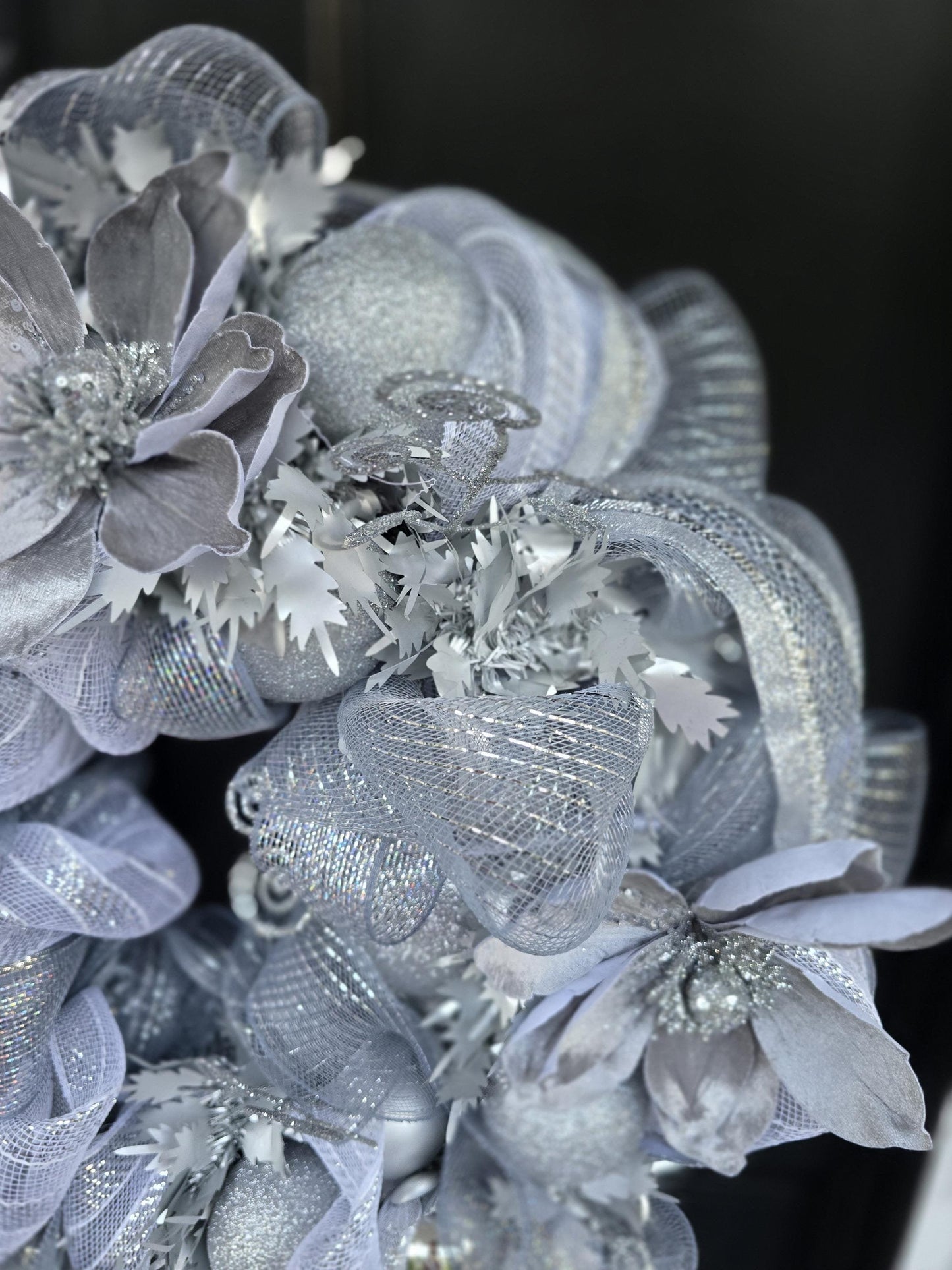 Luxury Silver Christmas Wreath | Glam Metallic Front Door Wreath | 50cm (20")
