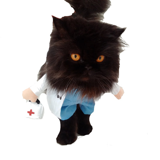 Cute Funny SMALL DOG ONLY Doggie Puppy Cat Accessories Halloween Outfit Fleece Warm Winter Girl Boy Jumper Coat Clothes Hoodies Fancy Dress Costume Ideas Pullover Doctor