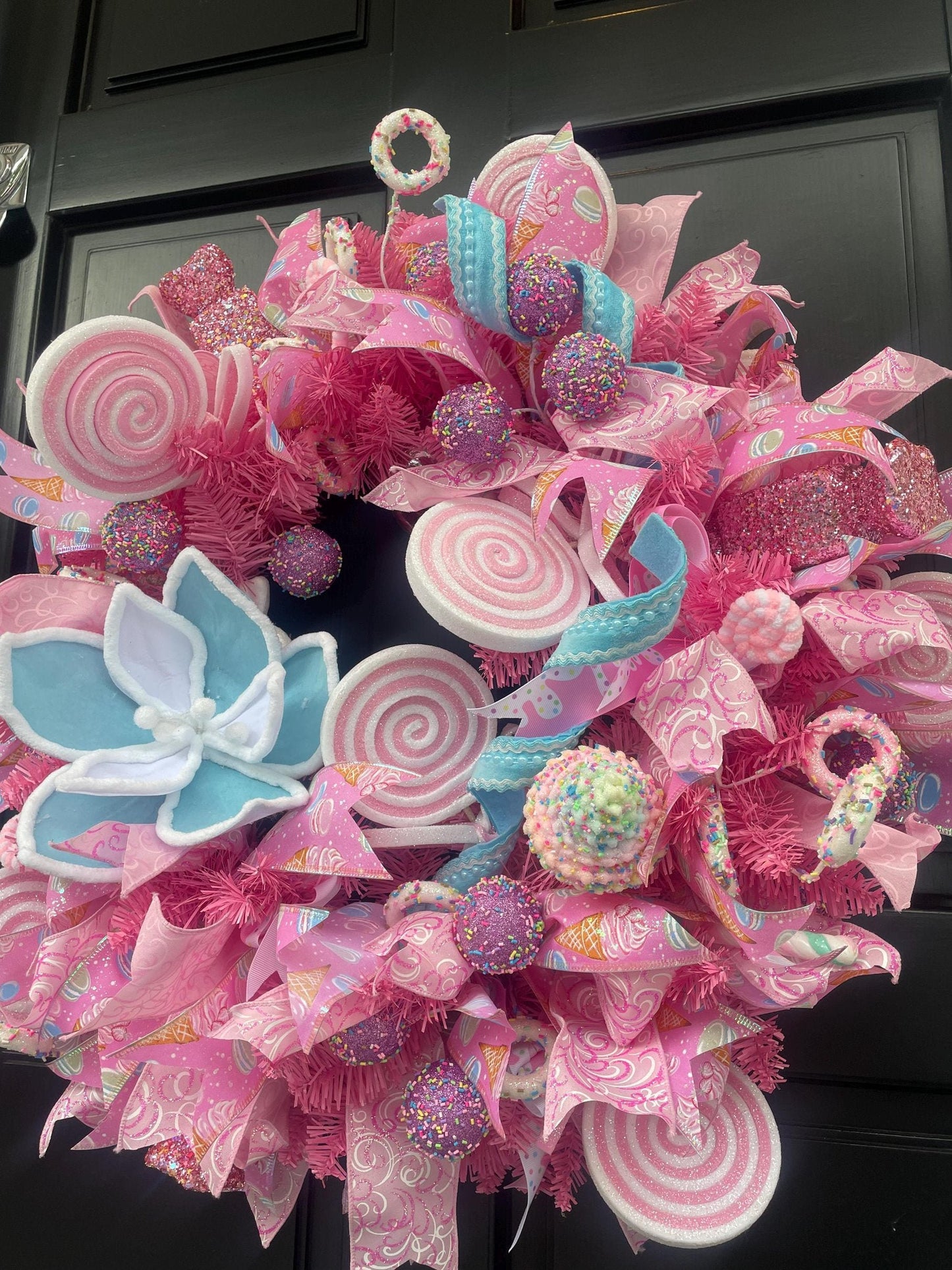 Luxury Pink Christmas Wreath | Handmade Candyland Front Door Wreath | 60cm (24")