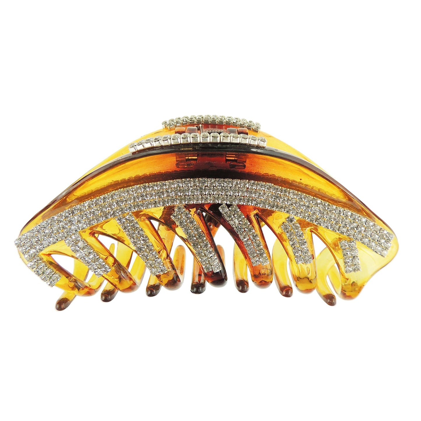Extra Sparkly Medium 9.5cm Diamante Crystal Evening Hair Claw Clamp Curved Stripes