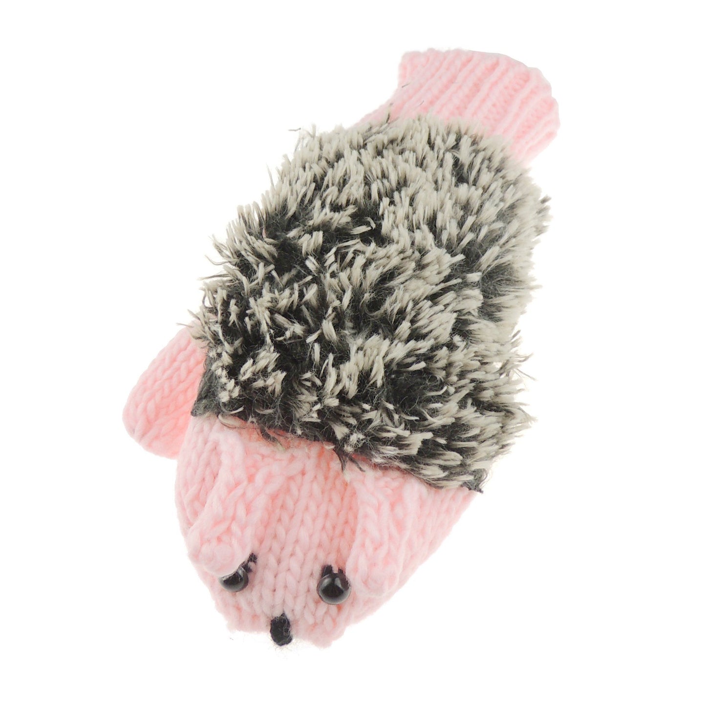 Womens Girls Cute Animal Face Knitted Knit Thermal Fleece Lined Warm Winter Outdoor Hiking Cold Weather Skiing Snowboarding Christmas Birthday Hand Warmers Gloves Mitts Mittens Hedgehog (Candy Pink)