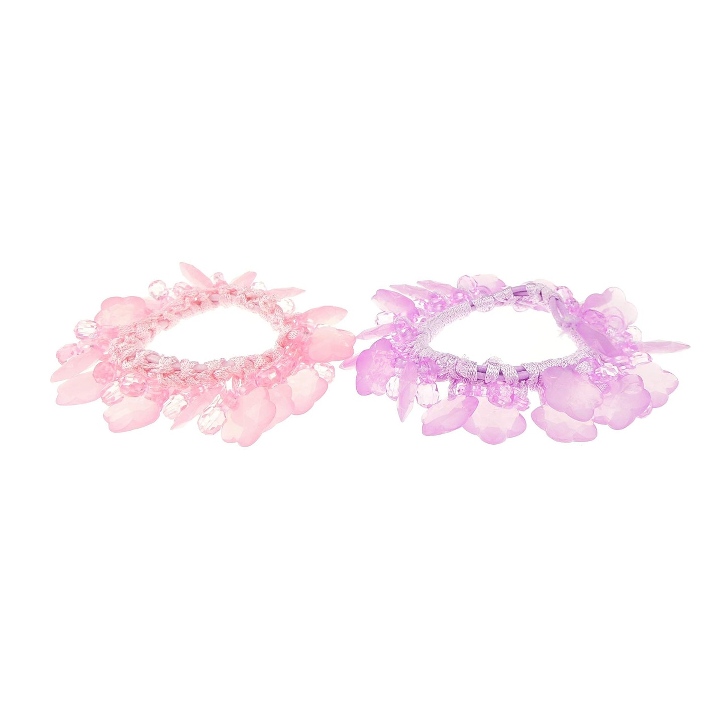 Pastel Sleep Christmas Birthday Wedding Bridesmaid Party Ponio Tie Elastic Accessories Bobbles Ponytail Holder Band Hair Scrunchie Princess Ballet Beaded Flower School SET of 2