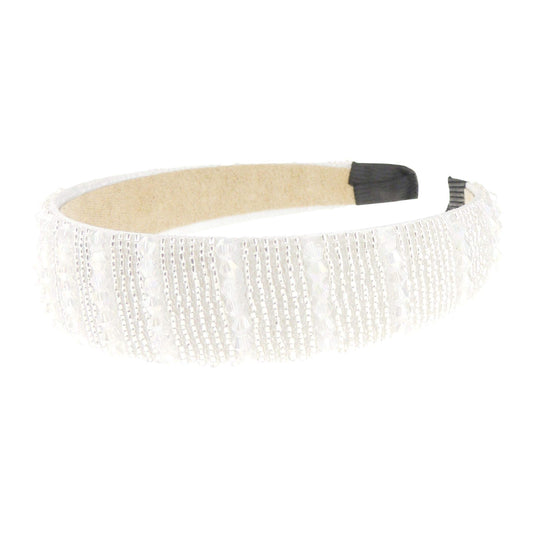 Womens Sparkly Beaded Jeweled Embellished Crystal Birthday Party Wedding Bridal Special Occasion Hair Accessories 2.5cm Short Long Hair Headband Alice Band Hairband