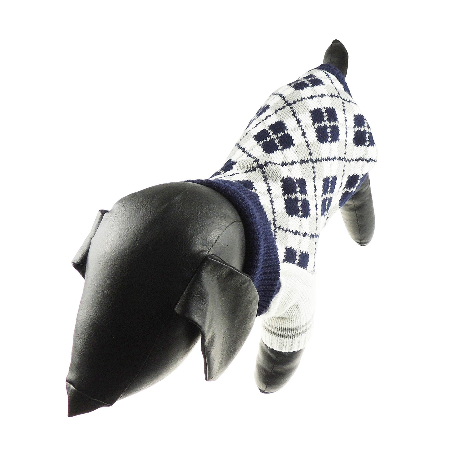 Cute SMALL DOG ONLY Puppy Cat Birthday Christmas Outfit Fleece Winter Girl Boy Jumper Coat Clothes Hoodies Costume Pullover Knitted Knit Sweater Sweatshirt Navy Blue Grey Plaid Tartan Argyle