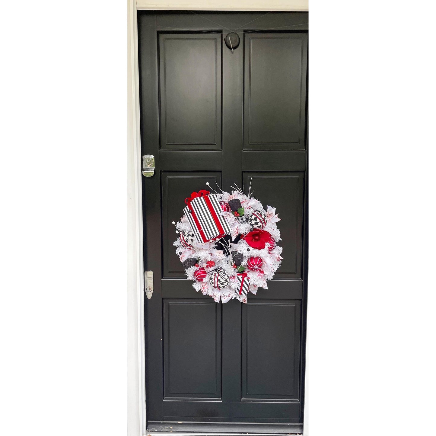 Red White Black Christmas Wreath Front Door Glam Deco Home Decorations Xmas Winter Mantle Decor Holiday Wreath Modern Swag Fireplace Wall