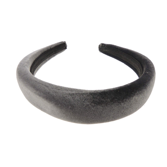 Womens Girls Work School Uniform Birthday Party Wedding Dance Recital Party Bridesmaid Flower Girl Special Occasion Hair Velvet Short Long Hair 3cm Padded Headband Alice Band Hairband (Grey)