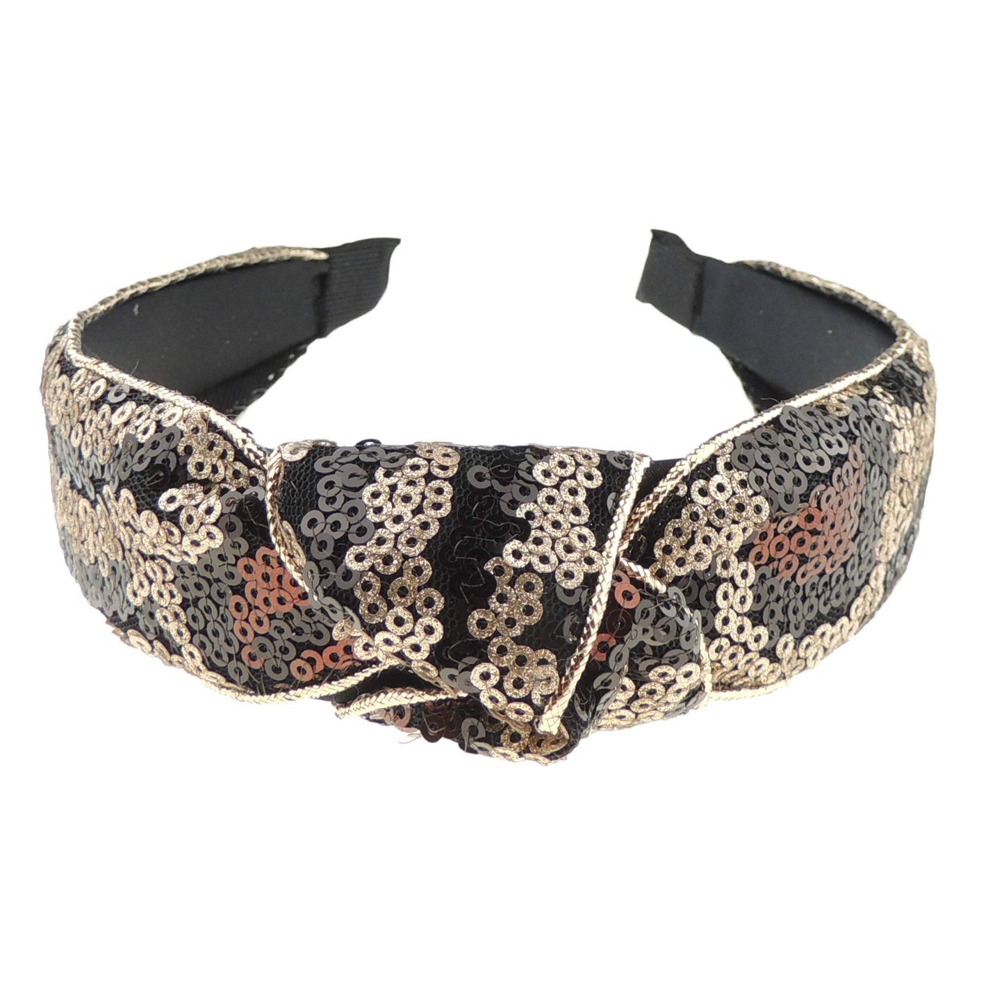 Sparkly Sequin Gold Womens Girls Knotted Top Knot Twisted Turban Fabric Winter Wedding Formal Dance Christmas Party Birthday Headband Hair Alice Band Animal Cheetah Cat Leopard Print (Red)