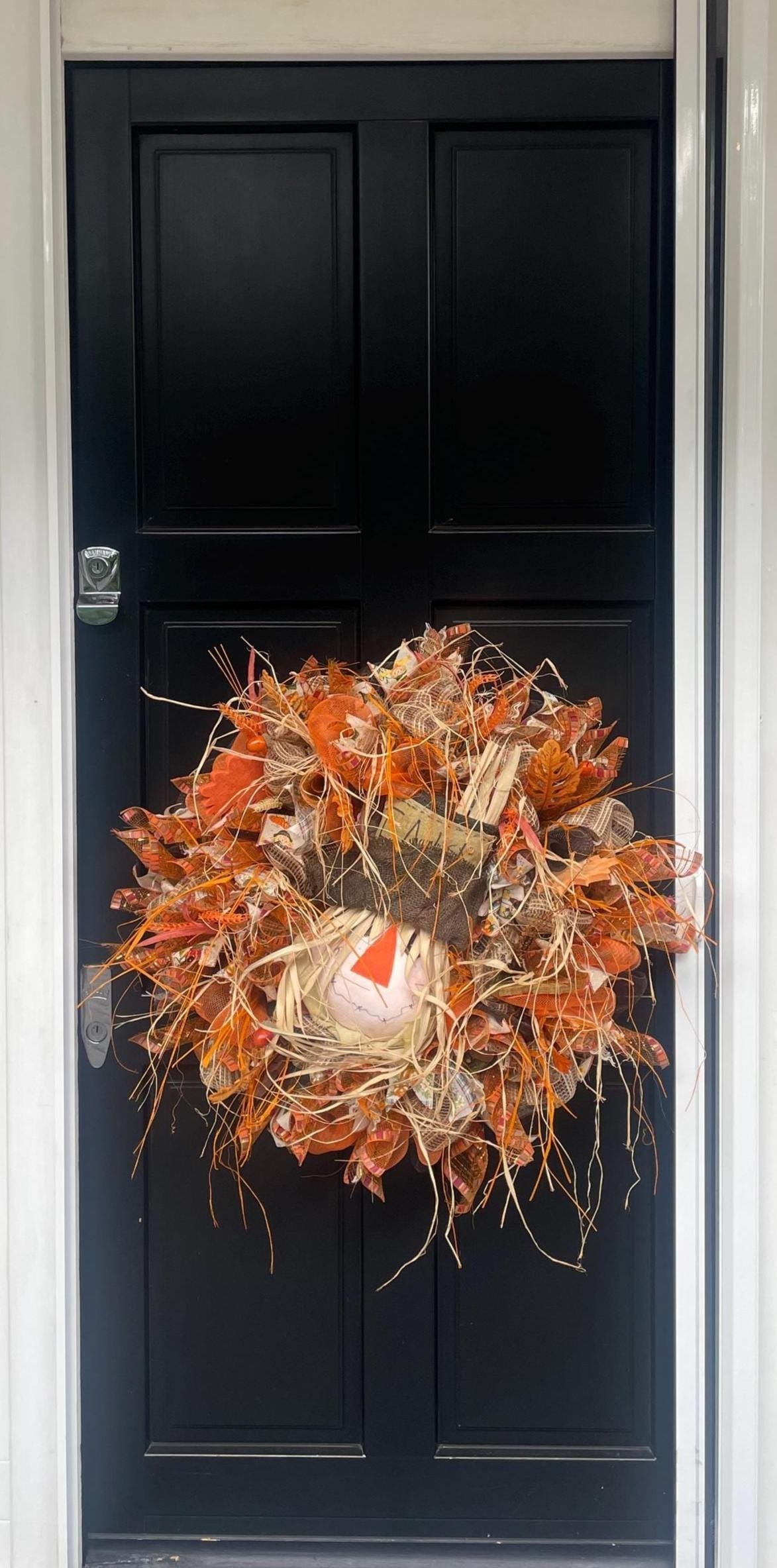 Luxury Scarecrow Autumn Wreath | Large Harvest & Thanksgiving Front Door Wreath | 60cm (24")